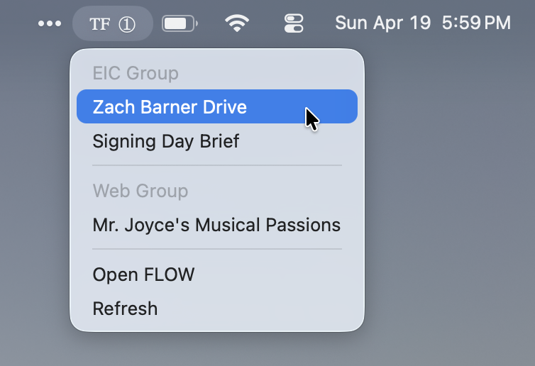 Forum Badge in the macOS menu bar